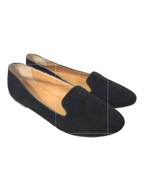 J.Crew Suede Smoking Slippers Women’s Shoes Black Loafer Flats Size 6 Slip-On